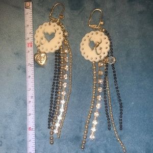 Betsey Johnson Earrings with Heart and Horns